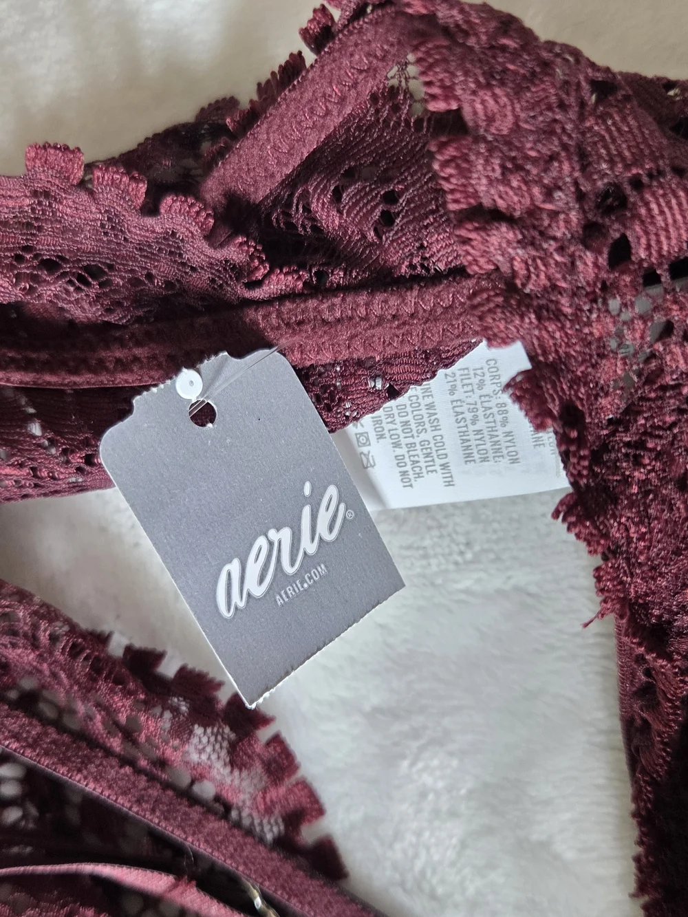 Lace Bralette - Burgundy Floral Lace Women's Bralette Romance New With Tags - Picture 3 of 6